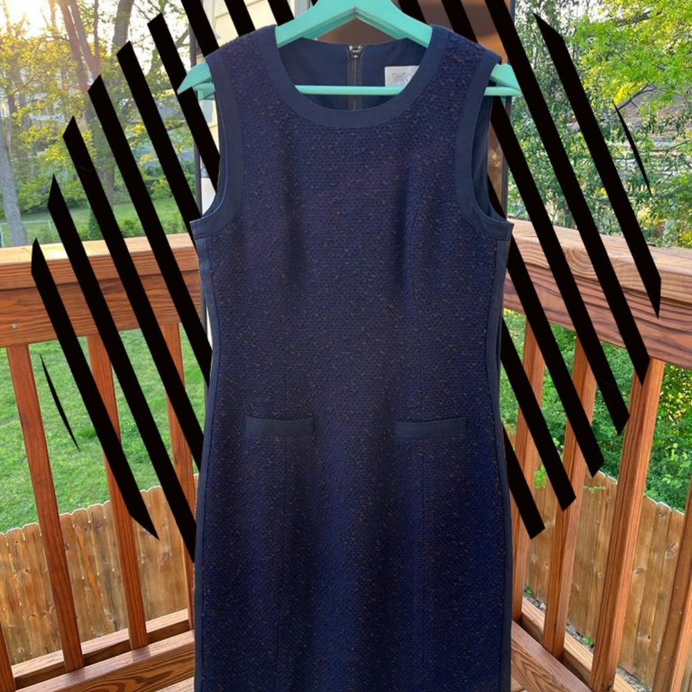 Worth Princess Line blue wool dress